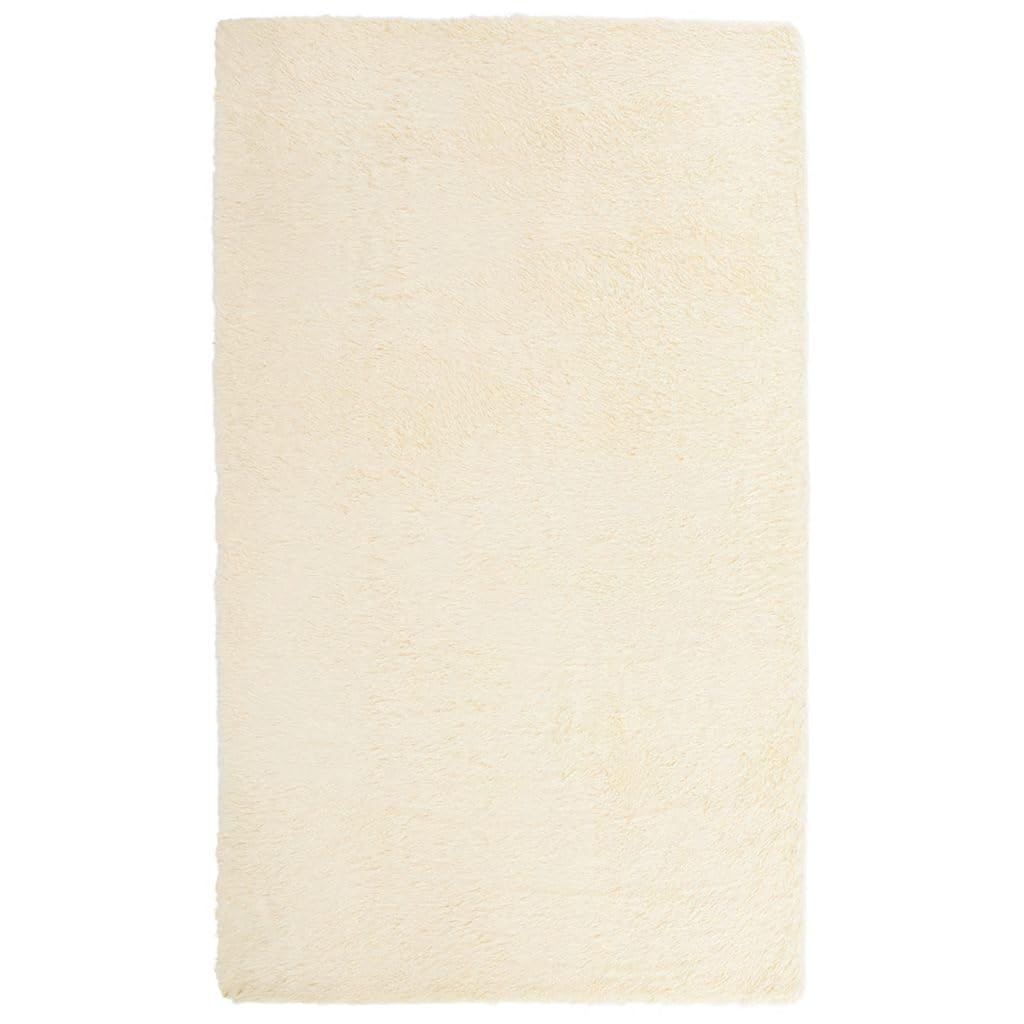 Tapis Shaggy NAVARRA en polyester crème pour chambre douce