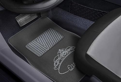 Miniatura 3 de CarsCover - Alfombra con tachonado de diamantes de imitación de corona real de diamantes de imitación, 4 piezas, color carbón
