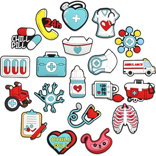 oserae 20pcs Cute Medical Shoe Decoration Charms for Sandals, Shoe Charms Shoe Decoration Kawaii Charms for Gifts (medical 20pcs)