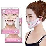 SAFE ADN EASY APPLICATION - High elastic premium lifting fabric band provides firm adhesion to your face line, result in maximum uplift, as the band is free of synthetic fragrances, colors and parabens,it safe to use on sensitive skin.