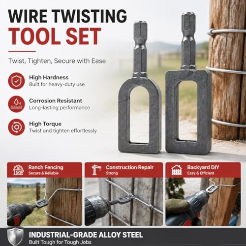 Miniatura 4 de Herramienta De Torsión De Alambre De Taladro Eléctrico, Tornado De Alambre Resistente Para Taladro Con Vástago Hexagonal De 1 4 Pulgadas, Herramienta Profesional De Torsión De Cables Para Valla Y
