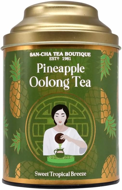Sancha Tea Boutique, Pineapple Oolong Tea, 50g Loose Leaves | Imported from China | Fruity & Smooth Tropical Blend | Premium Oolong in Double Lid Tin Caddy
