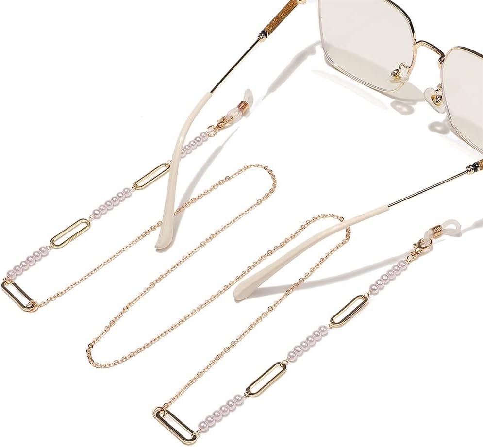 Fashion Eyeglass Chain Gold Pearl Oval Metal