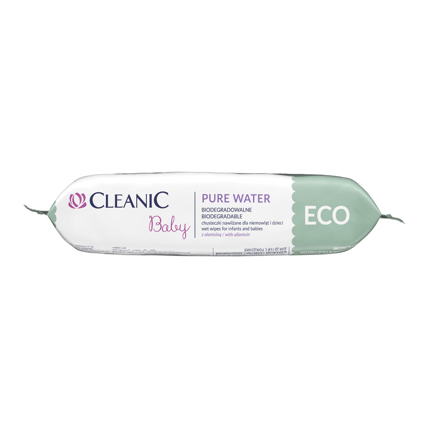Cleanic Chusteczki nawilżane Baby Eco Pure Water dla dzieci i niemowląt - 99% skład na bazie wody - alantoina - bez perfum - jednorazowe - dla skóry wrażliwej - 50 x 16 sztuk