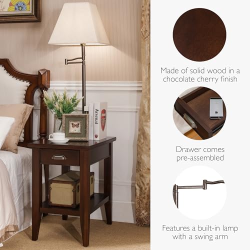 Image of Leick Home Laurent End Table, 16 inch, Chocolate Cherry