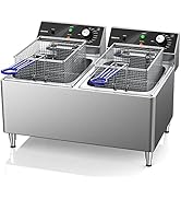 TOPKITCH Deep fryer Commercial Deep Fryer 12L x 2 Dual Tank Electric Deep Fryers with Basket Elec...