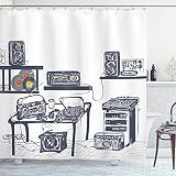 Musique Rideau de Douche Couleur Instrument de Musique Note Rythme Chanson étanche Salle de Bain Rideau de séparation Suspendu avec Crochet S.6 150x200cm