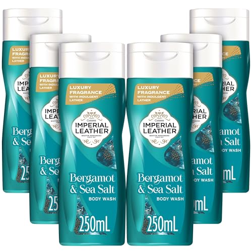 Imperial Leather Bergamot & Sea Salt Body Wash Shower Gel, Signature Oil Blend, Creamy Indulgent Lather, Luxury Fragrance, Bulk Buy, Pack of 6x250ml