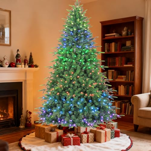Hykolity 7.5 ft Prelit Artificial Christmas Tree with Remote Control, 1948 PE&PVC Branch Tips...