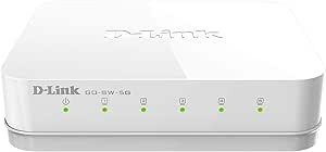 D-Link Ethernet Switch, 5 Port Unmanaged Gigabit Desktop Plug and Play Compact Design White (GO-SW-5G)