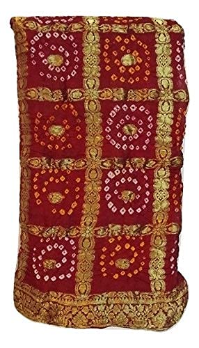 PK HUB Women's Jaipuri Rajasthani Art Silk Bandhani Bandhej Banarasi Gharchola Saree
