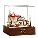 Flever Dollhouse Miniature DIY House Kit Creative Room With Furniture and Cover for Romantic Valentine's Gift(Carousel Garden-Edition of Happy)