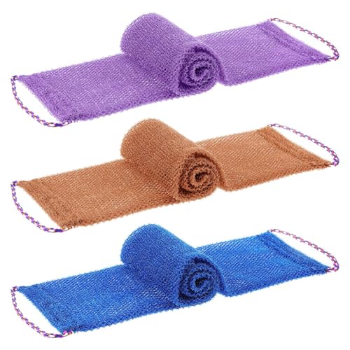 3 Pezzi Spugna da Doccia Esfoliante Africana, Rete Esfoliante Spugne con Corda a Mano,Nylon Esfoliante Spugne da Bagno,Scrubber Esfoliante Spugna per Uomini Donne