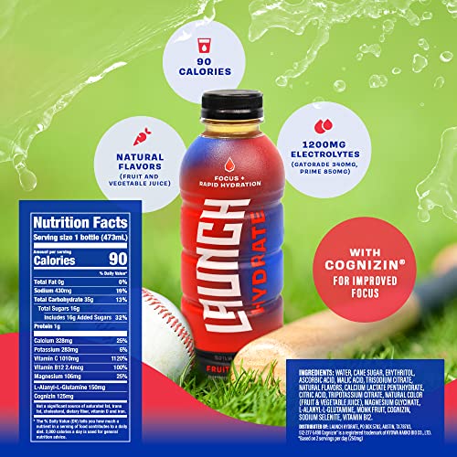 Launch Hydrate Sports Drink, Fruit Punch, 16 Fl Oz, Electrolytes, Vitamins And Minerals Packed, Perfect For Athletes, (Pack Of 12) #TOP2