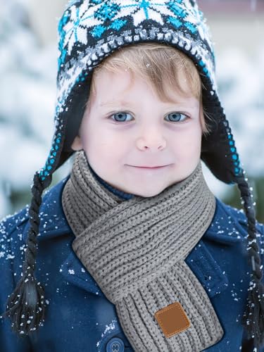 SATINIOR 9 Pieces Kids Knitted Scarf Winter Solid Color Toddler Warmer Scarf for Boy Girl2