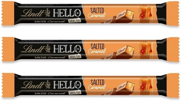Lindts Hello Salted Caramel Milk Chocolate Bars, Perfect Combination Of Creamy Milk Chocolate and Luscious Salted Caramel 39g, Pack of 3
