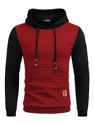 Mens Hooded Sweatshirt with waffle knit, drawstring hood