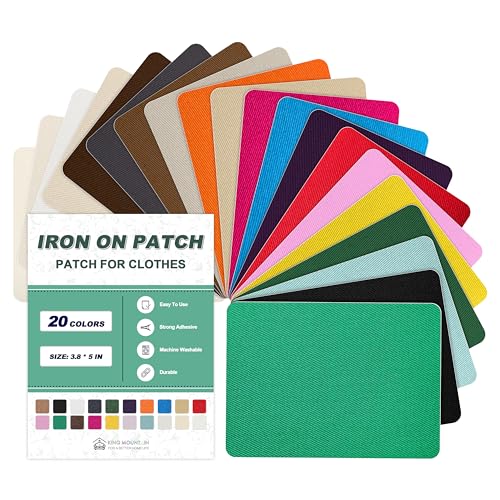 Iron on Patches for Clothes, 20 Pieces Multi-Colored Patches for Cloth, 100% Cotton Fabric Patches for Clothing, Bag, Hat Repair, Clothing Repair Decorating Kit 3.7