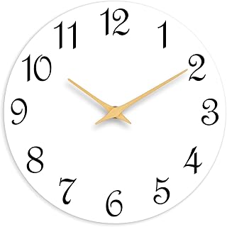 Roymnie 10 Inch Silent Non-Ticking Wall Clock - Modern White Battery Operated Decor for Kitchen, Bedroom, Office, Bathroom