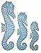 WorldBazzar Nautical Set of 3 Wood Teal Blue Aqua Seahorses Wall Art Decor 20