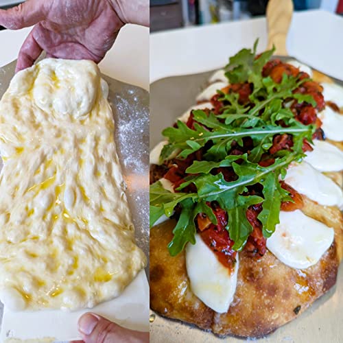 Pizza Miava - Pizza Stone Set For Oven Or Grill - 4 Piece Baking Set - Nonstick Glazed Stone With Pizza Accessories - Aluminum Pizza Peel 12 Inch Paddle, Pizza Cutter, Dough Cutter Scraper #TOP4