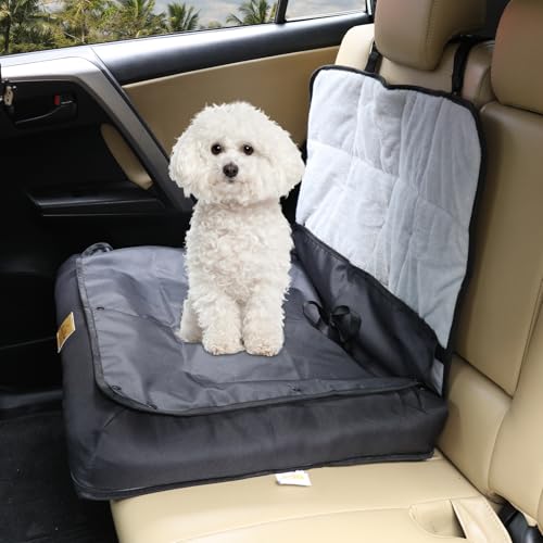 BingoPaw Hunde Autositz für mittlere Hunde, Hundesitz Auto Beifahrersitz, Verstärkter Autositz mit Befestigungsgurten, wasserdicht rutschfest Hundeautositz für Rückbank Vordersitz, M 66x55x49 cm