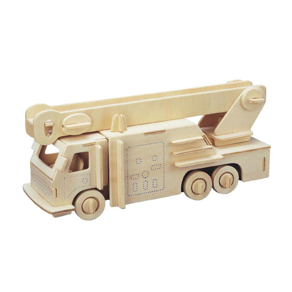 ATORSE 3D Wooden Puzzles Woodcraft Construction Kit DIY Fire Engine Puzzles Kids Toy Gift