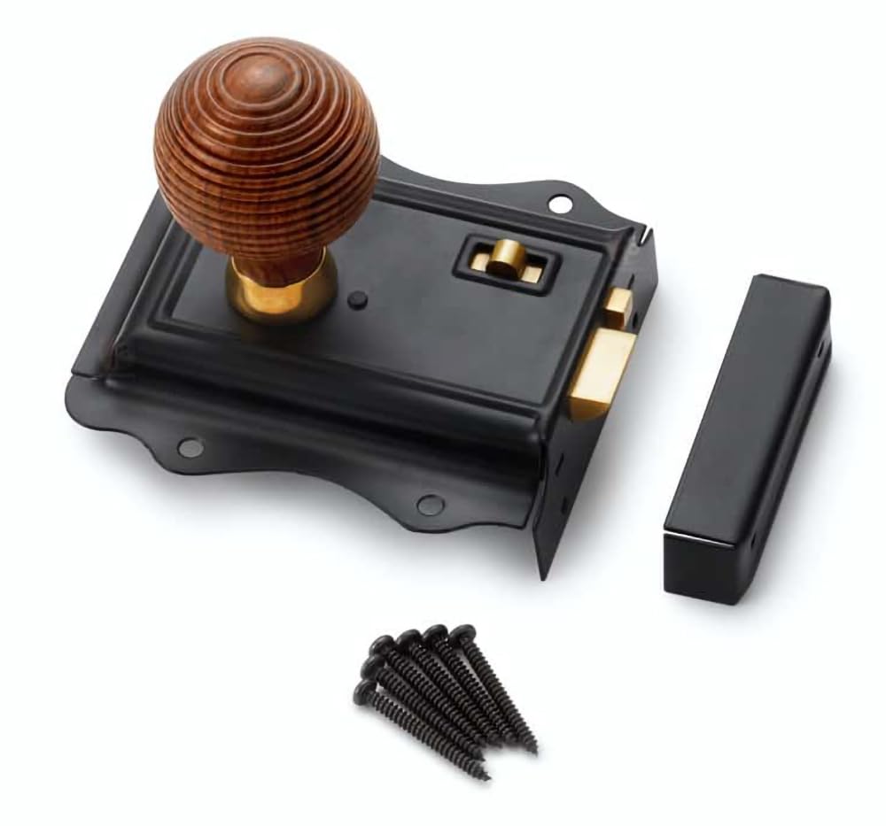 Ab Hardware Black Brass Olde Victorian Rim Lock Rosewood Aged Brass Beehive Door Knobs