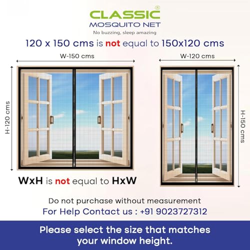 Image of Classic Mosquito Net for Windows with Zipper | 200X100 cm | 120 GSM Fiberglass Mesh |Pre Stitched Window Net for Home | Self Adhesive Hook All Loop Easy Install | Protection from All Insects |Black