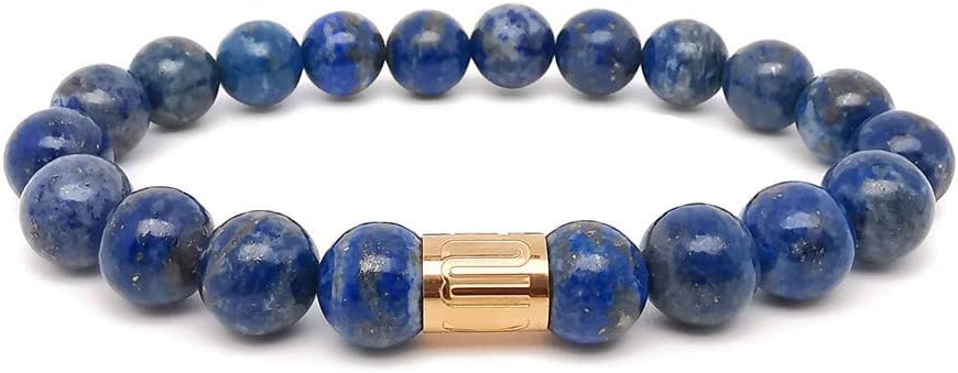 Morchic 10mm Natural Stone Mens Stretch Bracelet, Genuine Energy Semi Precious Gemstone Beads Classic Birthday Gift 8 Inch