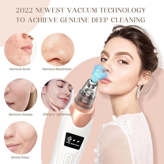 5-in-1 Blackhead Remover Machine – Electric Pore Cleaner & Whitehead Removal Tool, USB Rechargeable Derma Suction Device Blackhead Remover