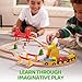 60PCS Wooden Train Set - Toy Magnetic Trains with Wooden Track Set for Kids Ages 3-8, Construction Crane Railway Set, Perfect Christmas Birthday Gift for Grandkids Toddlers Boys Girls