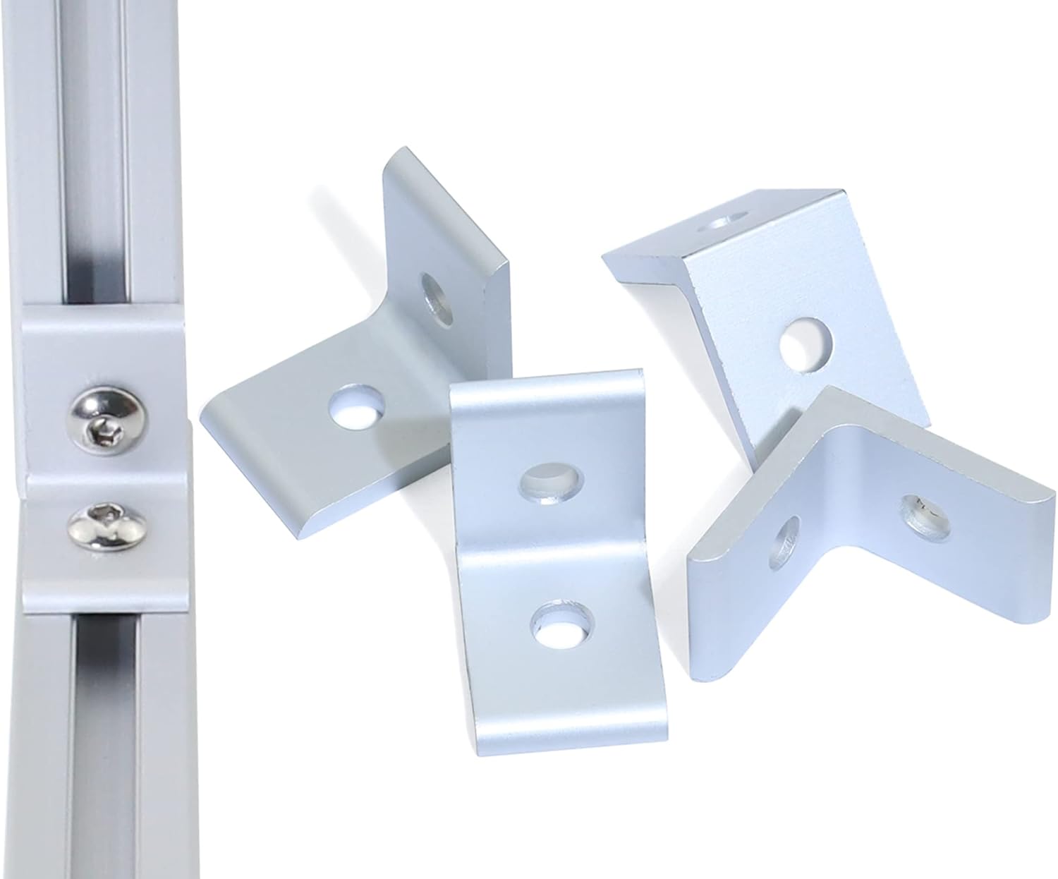 10Sets 1010 Series Aluminum Extrusion Corner Bracket Connectors,10pcs 1010 L Shaped Corner Brackets,with 20pcs Sliding T Nuts and Screws for 1010 Aluminum Extrusion Profile Hardware
