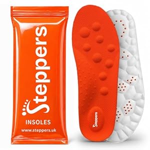 Original Steppers Insoles, 2026 4D Steppers Comfort Boosting Massage Insole, Memory Foam Thermal Insoles, Comfy Insole with Arch Support for Men and Women (Orange, Small (EU 39-40))