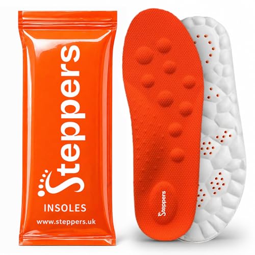 Original Steppers Insoles 2026 4D Steppers Comfort Boosting Massage Insole Memory Foam Thermal Insoles Comfy Insole with Arch Support for Men and Women (Orange Extra Large (EU 45-46))