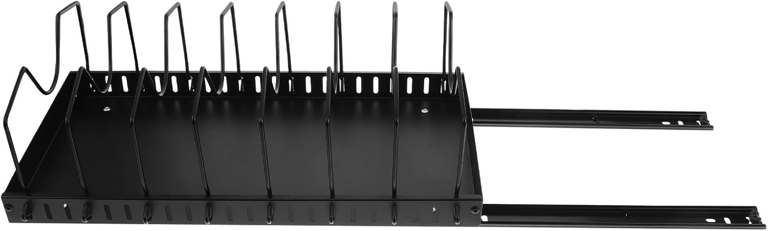 Adjustable Pot Lid Organizer Rack with 7 Dividers, Expandable 42cm Sliding Bakeware Storage Holder for Kitchen Cabinets and Drawer Cookware Organization