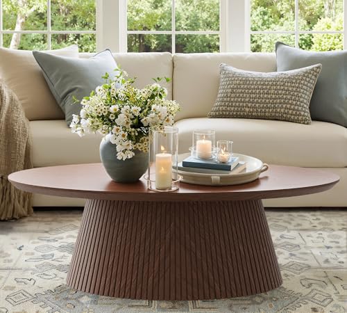 win2win Oval Coffee Table, Mid Century Modern Coffee Table with