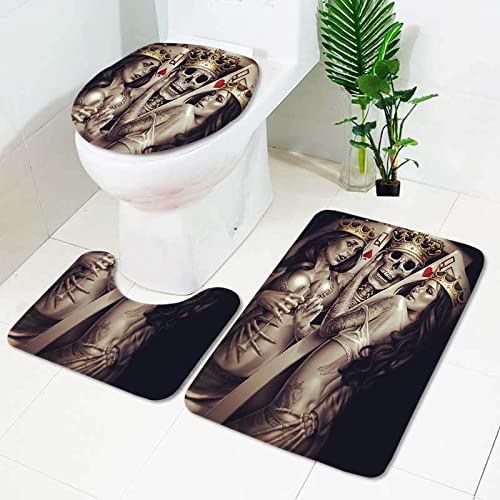 Badematten Set 3 teilig,Toilettenmatte Set,3er Badgarnitur Badezimmer Matte Set Dusch Bade Matte Vorleger Teppich 3D…