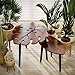 BAMEOS Monstera Leaf Nesting Tables Set of 2, Small Side Tables f Set with Leaf Vein Pattern, Modern Wooden CoffeeTables for Living Room Bedroom Apartment Balcony Yard