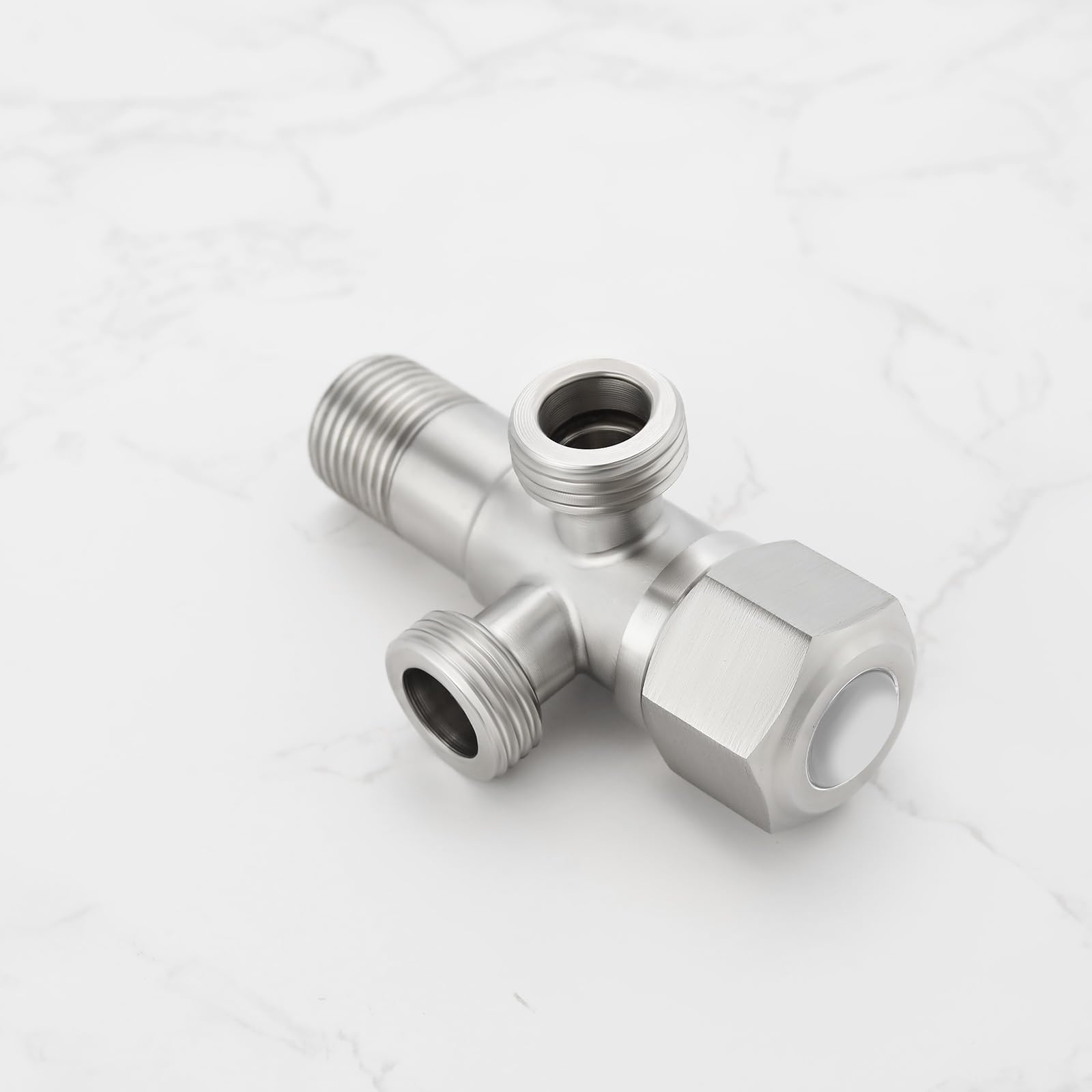 2 Ensembles 1/2 Vanne Double Angle en Acier Inoxydable 1 Entrée 2 Sorties Vanne d'arrêt d'angle pour Machine à Laver Chauffe-eau de Toilette Argent