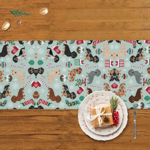 Chemin de table imprimé chien en lin de coton chic pour table basse - 6