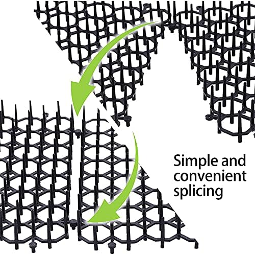 12Pcs Cat Scat Mat with Spikes, 20 * 15.5cm Cat Animal Spikes Repellent Flat Prickle Strip Dig Stoppers with 12pcs Nails and 20 Twist Ties for Indoor Outdoor Garden Furniture Protector