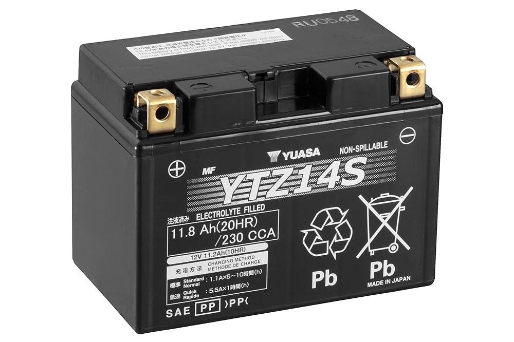 Batteria moto Yuasa YTZ14S AGM - Senza manutenzione - 12 V 11.2 Ah - Dimensioni: 150 x 87 x 110 mm compatibile con HONDA Transalp 700 C-ABS 680 2012