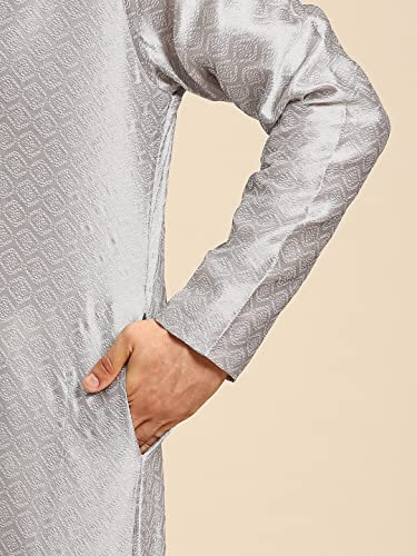 Image of Men's Navy Blue Cotton Festive Wear Regular Fit Woven Design Kurta | Indian Wedding Wear Kurta | Festive Ethnic Kurta