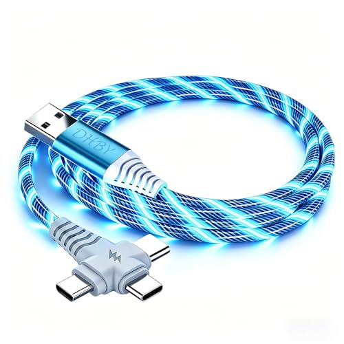 Image of 3-in-1 LED Blue Flowing Light Fast Charging Cable 39-inch, Soft PVC USB Cable with Super Fast Charging, High-Speed Data Sync & Energy-Saving Light Effect, Compatible with Nearly All Devices.