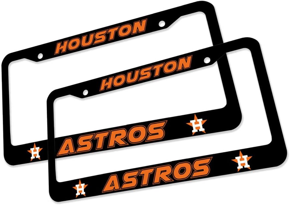 Topfans 2PCS Fit Team Tag License Plate Frame Car Accessories,The Latest Black Aluminum Alloy License Plate Frame,License Plate Frame for American Car Standard Size (Astros Frame)