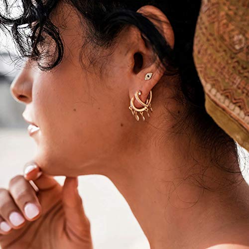 Myears Women Gold Huggie Hoop Earrings Round Sequins Disc Coin Tassel Dangle Drop 14K Gold Filled Small Boho Beach Simple Delicate Hypoallergenic Jewelry Gift #TOP1