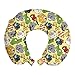 ABAKUHAUS Niños Cojín de Viaje para Soporte de Cuello, Hipopótamo Jirafa Koala, de Espuma con Memoria Respirable y Cómoda, 30x30 cm, Multicolor