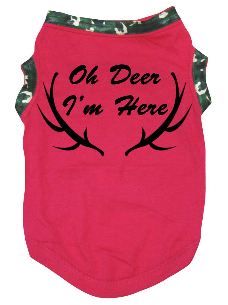 Chemise pour chien rose vif Oh Deer I'm Here pour petit et moyen animal