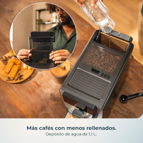 Miniatura 11 de Cecotec Cafetera Superautomática Cremmaet Steam. 1350w, 19 Bares, 5 Niveles Molido, Depósito Grano 150g Y Agua 1.1l, Thermoblock, Vaporizador, Altura Regulable, Limpieza Automática, Panel Táctil